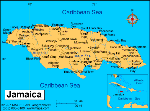 Brief History of Jamaica - Map of Jamaica