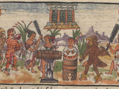 Celebrations during Moctezuma's coronation according to the Durán Codex